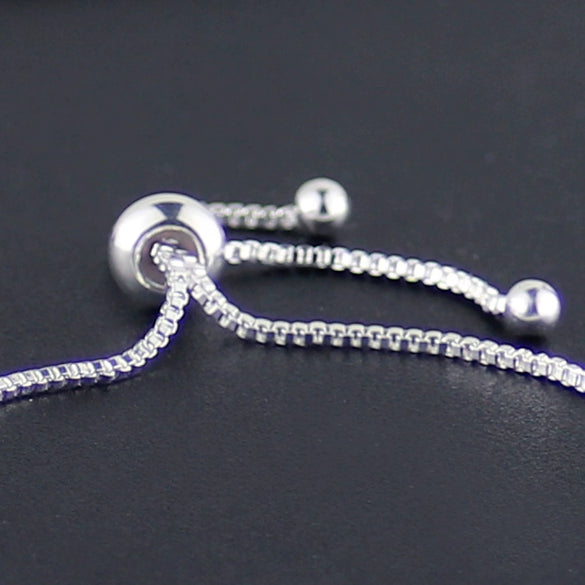 Adjustable Women's Copper Bracelet With Geometric Pattern And Round Zircon Pull