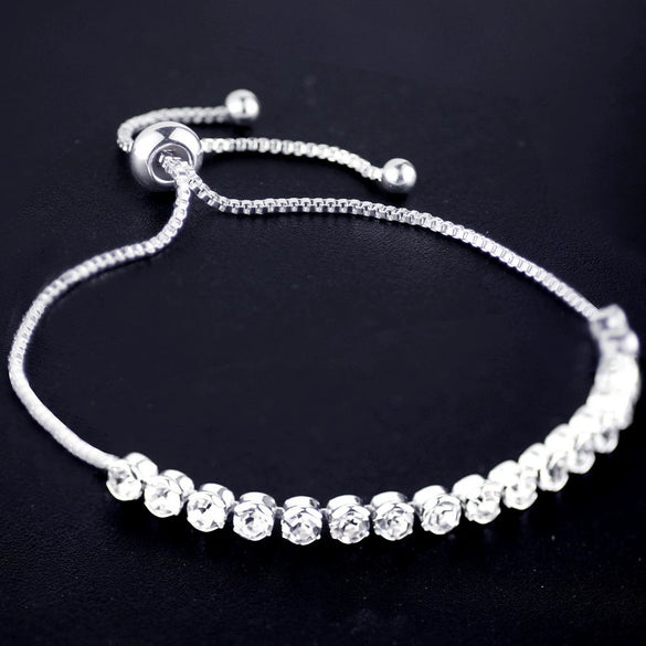 Adjustable Women's Copper Bracelet With Geometric Pattern And Round Zircon Pull