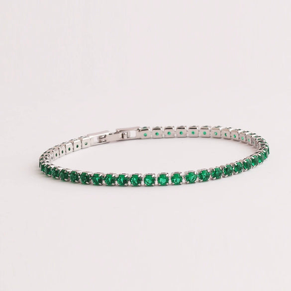 Adjustable Women's Jewelry Pull Bracelet With Green Zircon And Real Gold Plated Cross