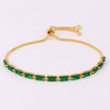 Adjustable Women's Jewelry Pull Bracelet With Green Zircon And Real Gold Plated Cross