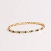 Adjustable Women's Jewelry Pull Bracelet With Green Zircon And Real Gold Plated Cross