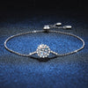 Adjustable Women's S925 Sterling Silver Daisy Bracelet With Platinum Plated Moissanite And Electroplating Treatment