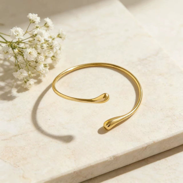 Adjustable Zinc Alloy Arm Bracelet With Liquid Water Drop Design Electroplated Minimalist Jewelry For Women And Men