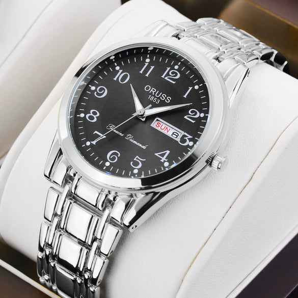 Adult Watch Alloy Case And Strap Round Dial Digital Quartz Luminous Waterproof