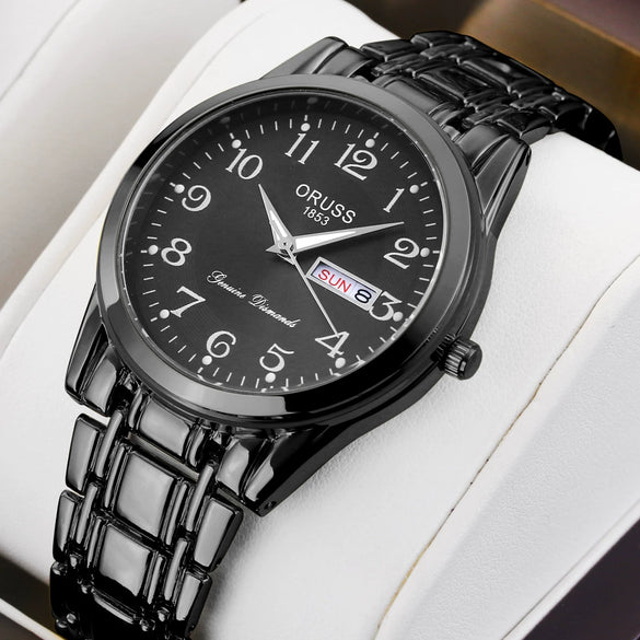 Adult Watch Alloy Case And Strap Round Dial Digital Quartz Luminous Waterproof