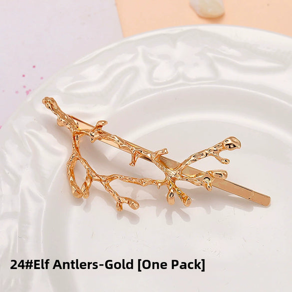 Adult Women's Elegant Rhinestone Hair Clip With Plant Flowers Style Fresh And Sweet Word Clip Jewelry