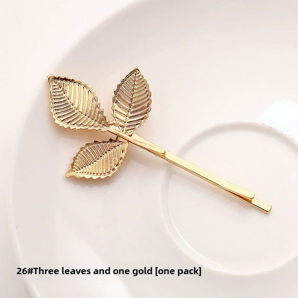 Adult Women's Elegant Rhinestone Hair Clip With Plant Flowers Style Fresh And Sweet Word Clip Jewelry