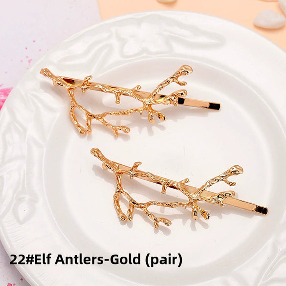 Adult Women's Elegant Rhinestone Hair Clip With Plant Flowers Style Fresh And Sweet Word Clip Jewelry