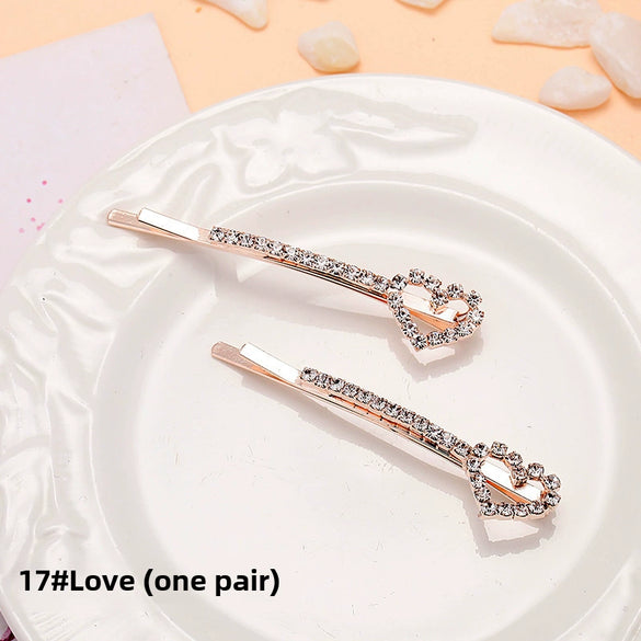 Adult Women's Elegant Rhinestone Hair Clip With Plant Flowers Style Fresh And Sweet Word Clip Jewelry
