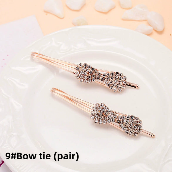Adult Women's Elegant Rhinestone Hair Clip With Plant Flowers Style Fresh And Sweet Word Clip Jewelry
