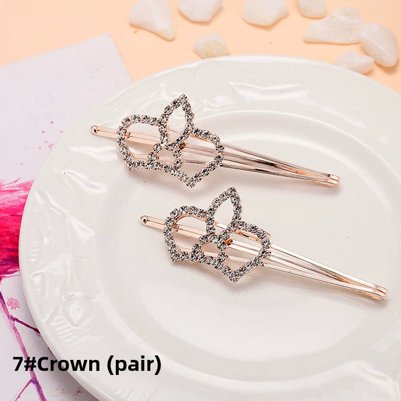 Adult Women's Elegant Rhinestone Hair Clip With Plant Flowers Style Fresh And Sweet Word Clip Jewelry