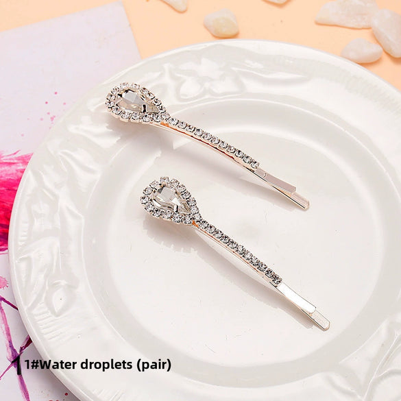 Adult Women's Elegant Rhinestone Hair Clip With Plant Flowers Style Fresh And Sweet Word Clip Jewelry