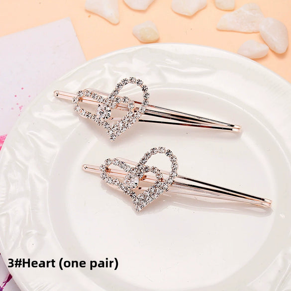 Adult Women's Elegant Rhinestone Hair Clip With Plant Flowers Style Fresh And Sweet Word Clip Jewelry