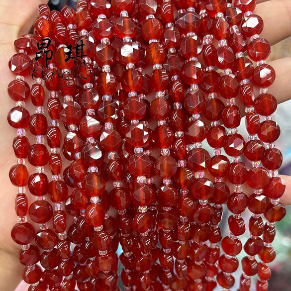 Agate Jewelry Accessories Sixpointed Star Diamond Cut Round Cake Beads For Bracelet And Necklace
