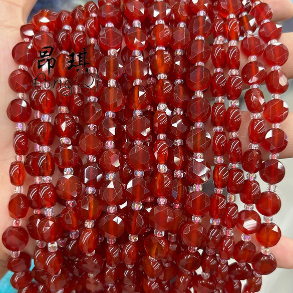Agate Jewelry Accessories Sixpointed Star Diamond Cut Round Cake Beads For Bracelet And Necklace