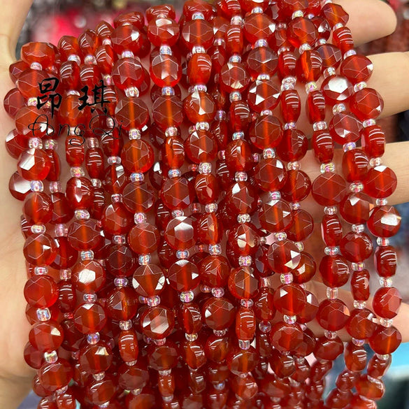 Agate Jewelry Accessories Sixpointed Star Diamond Cut Round Cake Beads For Bracelet And Necklace
