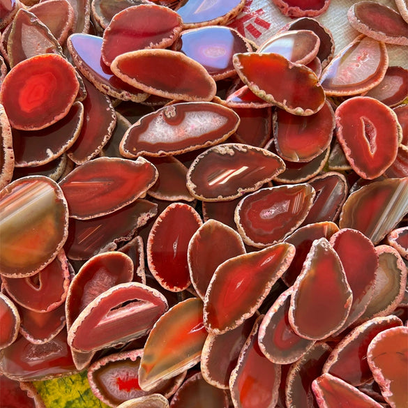 Agate Piece Agate Wind Bell Piece Natural Stone Stone Sliced Jewelry Accessories Scenery Piece Gem Factory