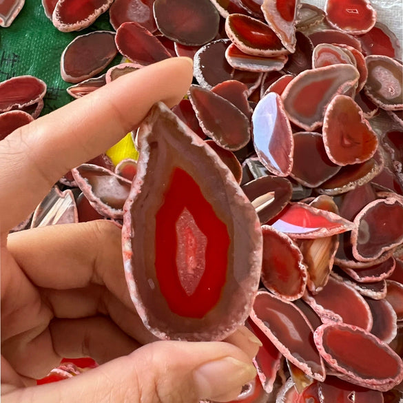 Agate Piece Agate Wind Bell Piece Natural Stone Stone Sliced Jewelry Accessories Scenery Piece Gem Factory