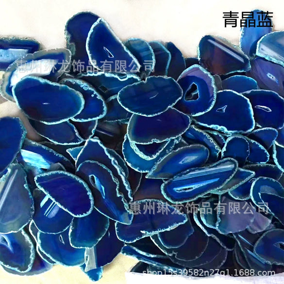 Agate Piece Agate Wind Bell Piece Natural Stone Stone Sliced Jewelry Accessories Scenery Piece Gem Factory
