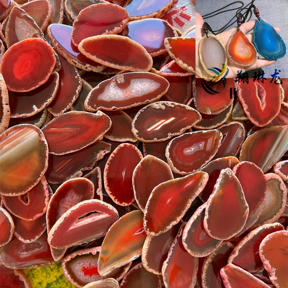 Agate Piece Agate Wind Bell Piece Natural Stone Stone Sliced Jewelry Accessories Scenery Piece Gem Factory