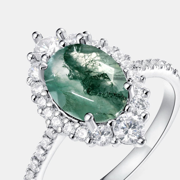 Agate Ring S925 Silver Geometric Fashion