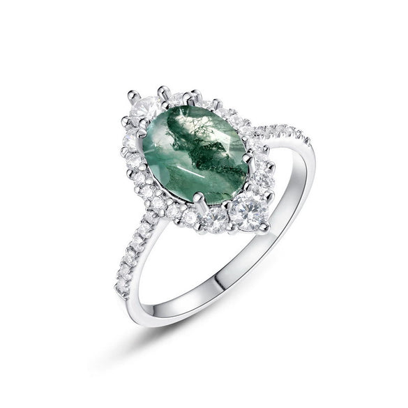 Agate Ring S925 Silver Geometric Fashion