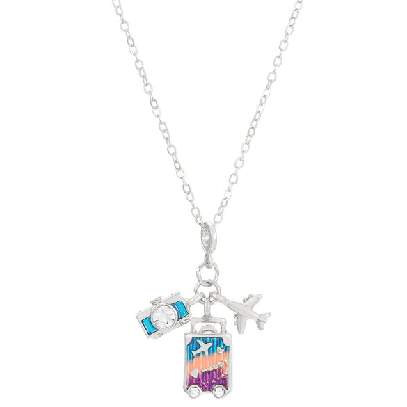 Aircraft Suitcase Pendant Necklace For Women Alloy Electroplated Creative Design Regular Chain