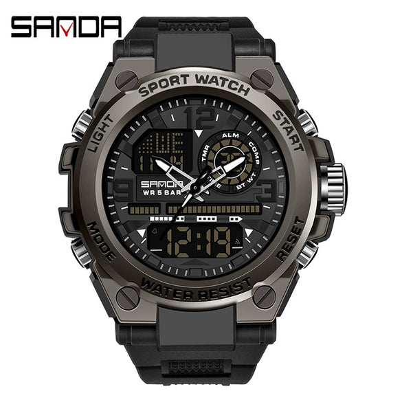 Alarm Clock Multifunctional Waterproof Luminous Electronic Watch Tpu Strap Zinc Alloy Case Round Dial For Boys And Men