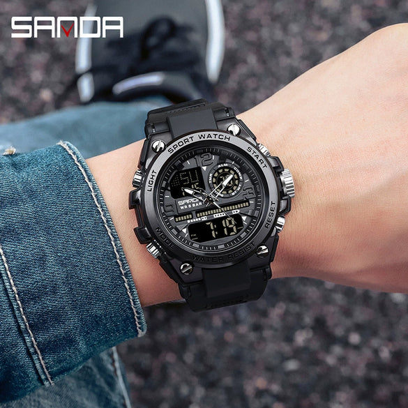 Alarm Clock Multifunctional Waterproof Luminous Electronic Watch Tpu Strap Zinc Alloy Case Round Dial For Boys And Men
