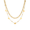 All Match Double Layer Stacked Love Necklace In Stainless Steel With Heart Shaped Pattern And Gold Plated Chain For Women