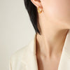 All Match Non Fading Light Luxury Inlaid Zircon C Shaped Titanium Steel Gold Plated Earrings For Women