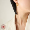 All Match Non Fading Light Luxury Inlaid Zircon C Shaped Titanium Steel Gold Plated Earrings For Women