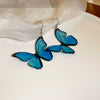 All Match Princess Style Sweet Literary Jewelry Suit With Gradient Blue Butterfly Pattern Alloy Ear Hook Bracelet And Necklace Dripping Oil Treatment