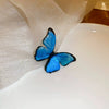 All Match Princess Style Sweet Literary Jewelry Suit With Gradient Blue Butterfly Pattern Alloy Ear Hook Bracelet And Necklace Dripping Oil Treatment