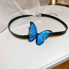 All Match Princess Style Sweet Literary Jewelry Suit With Gradient Blue Butterfly Pattern Alloy Ear Hook Bracelet And Necklace Dripping Oil Treatment