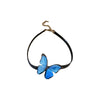 All Match Princess Style Sweet Literary Jewelry Suit With Gradient Blue Butterfly Pattern Alloy Ear Hook Bracelet And Necklace Dripping Oil Treatment