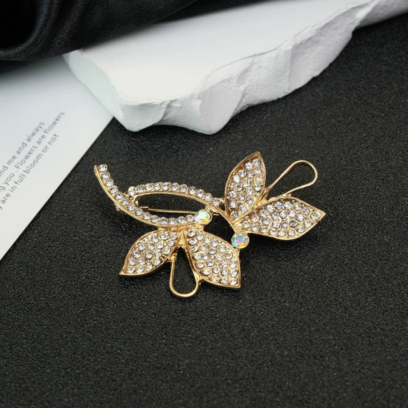 Allmatch Alloy Flower Diamondencrusted Brooch With Antilight Function