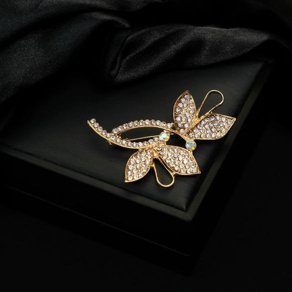 Allmatch Alloy Flower Diamondencrusted Brooch With Antilight Function
