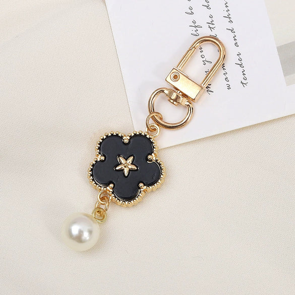 Allmatch Alloy Keychain Pendant With Oil Dropping Flower And Smiley Patterns Semimanual Design