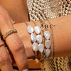 Allmatch Baroque Natural Freshwater Pearl Beaded Bracelet For Women Handwoven Copper Plastic Geometric Style
