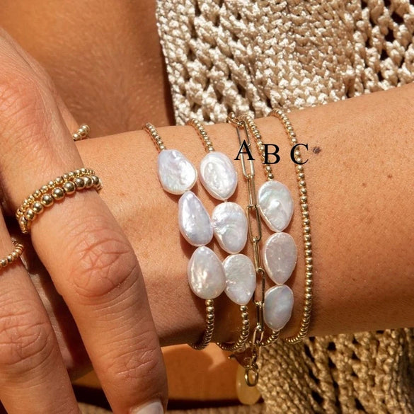 Allmatch Baroque Natural Freshwater Pearl Beaded Bracelet For Women Handwoven Copper Plastic Geometric Style