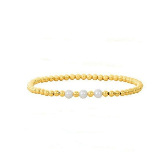 Allmatch Baroque Natural Freshwater Pearl Beaded Bracelet For Women Handwoven Copper Plastic Geometric Style