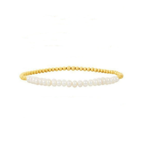 Allmatch Baroque Natural Freshwater Pearl Beaded Bracelet For Women Handwoven Copper Plastic Geometric Style