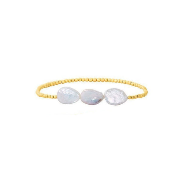Allmatch Baroque Natural Freshwater Pearl Beaded Bracelet For Women Handwoven Copper Plastic Geometric Style