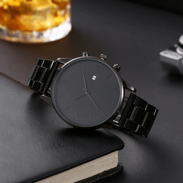 Allmatch Casual Quartz Wrist Watch Alloy Case Iron Strap And Buckle Round Dial