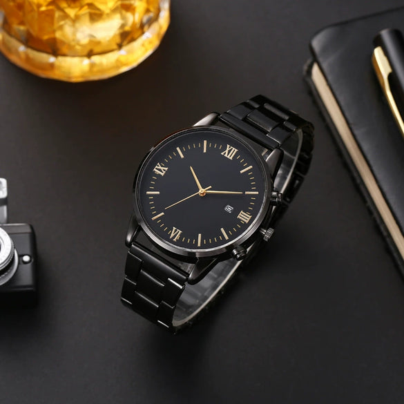 Allmatch Casual Quartz Wrist Watch Alloy Case Iron Strap And Buckle Round Dial