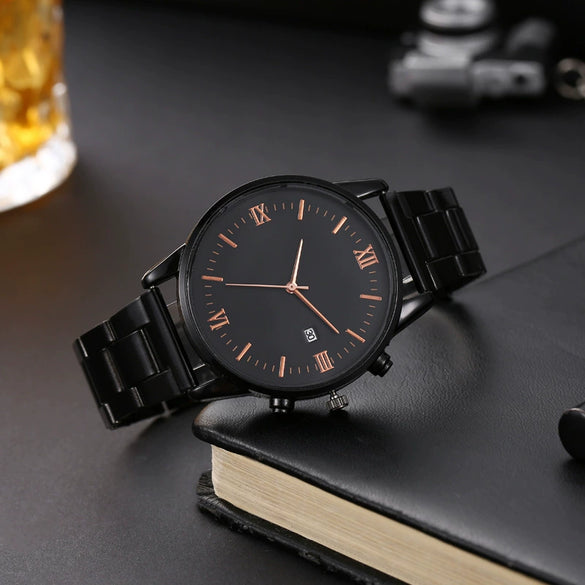 Allmatch Casual Quartz Wrist Watch Alloy Case Iron Strap And Buckle Round Dial