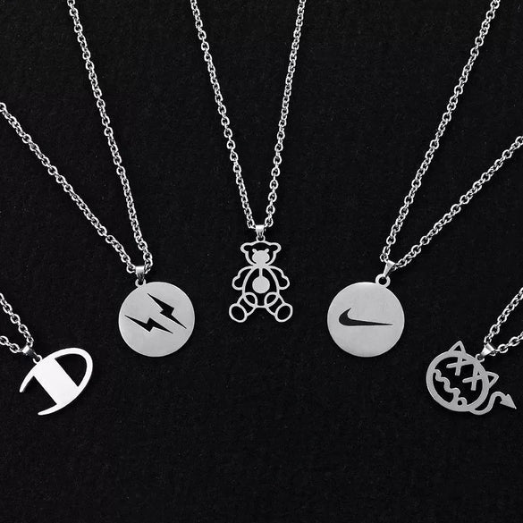 Allmatch Dollar Symbol Pendant Couple Necklace For Students Alloy Material With Electroplating Featuring Animal And Zodiac Patterns