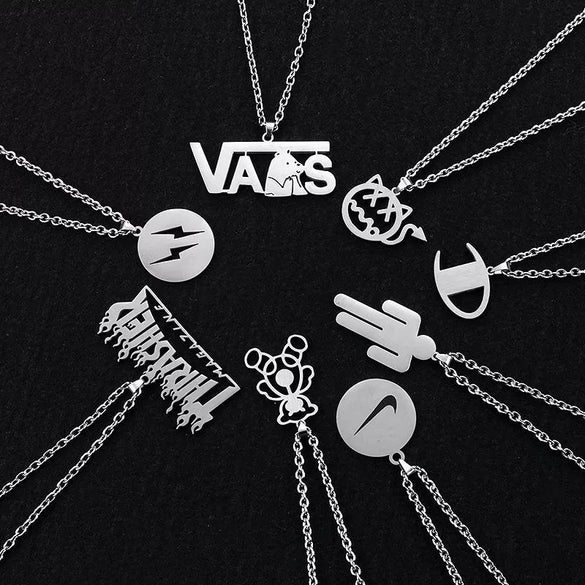 Allmatch Dollar Symbol Pendant Couple Necklace For Students Alloy Material With Electroplating Featuring Animal And Zodiac Patterns