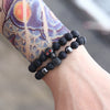 Allmatch Elephant Beaded Elastic Bracelet Black Gallstone Alloy Handmade Unisex Animal Zodiac Pattern